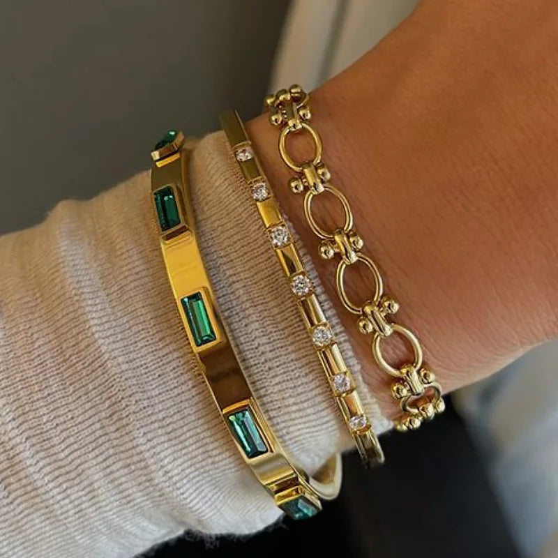 Nazakat Waterproof Gold Plated CZ Bracelet – Stylish Stainless Steel Jewelry for Women