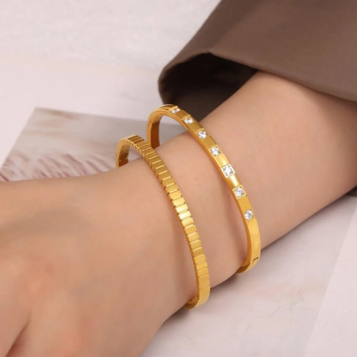Nazakat Waterproof Gold Plated CZ Bracelet – Stylish Stainless Steel Jewelry for Women