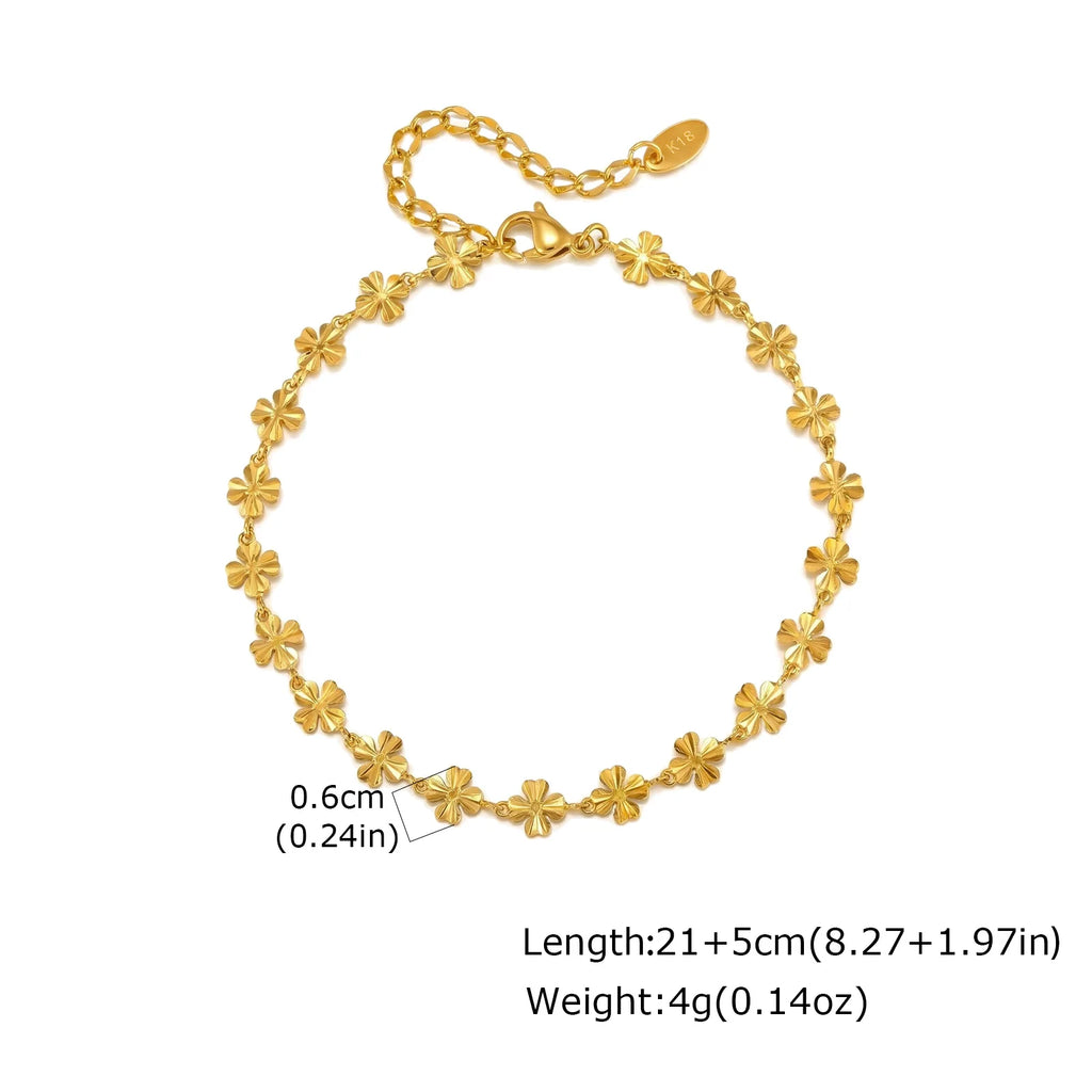 18K Gold Plated Anklet, Stainless Steel Lucky Foot Chain, Minimalist Ankle Bracelet for Women Beach Jewelry