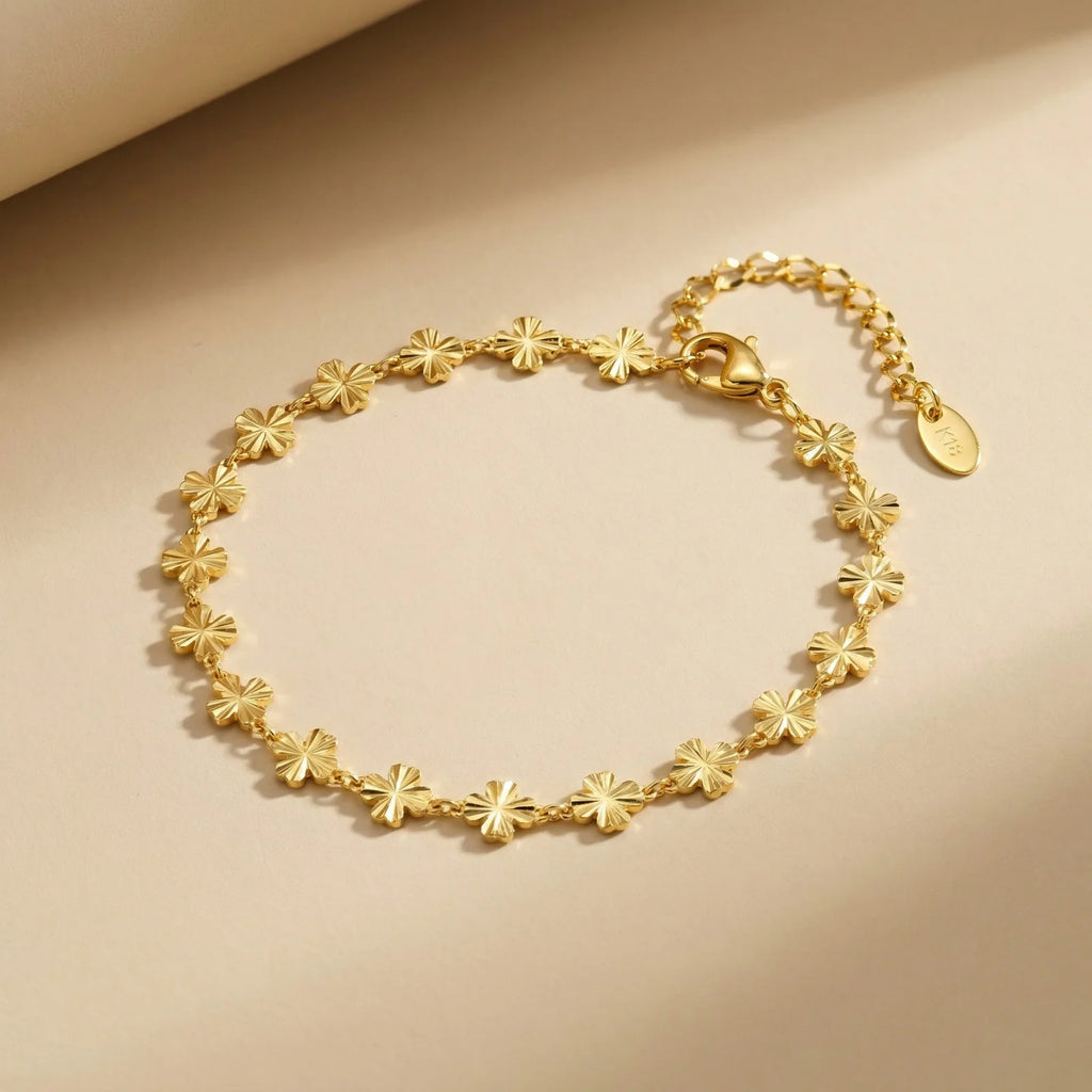 18K Gold Plated Anklet, Stainless Steel Lucky Foot Chain, Minimalist Ankle Bracelet for Women Beach Jewelry