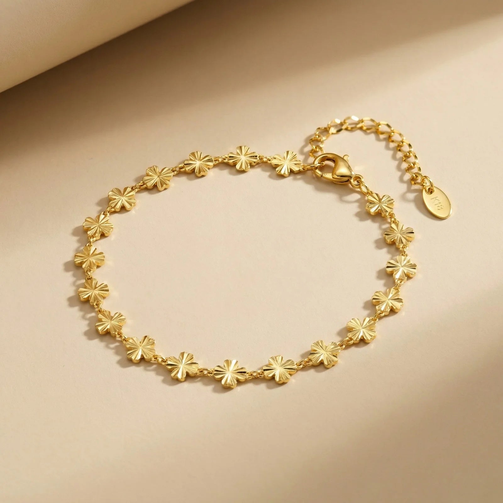 18K Gold Plated Anklet, Stainless Steel Lucky Foot Chain, Minimalist Ankle Bracelet for Women Beach Jewelry