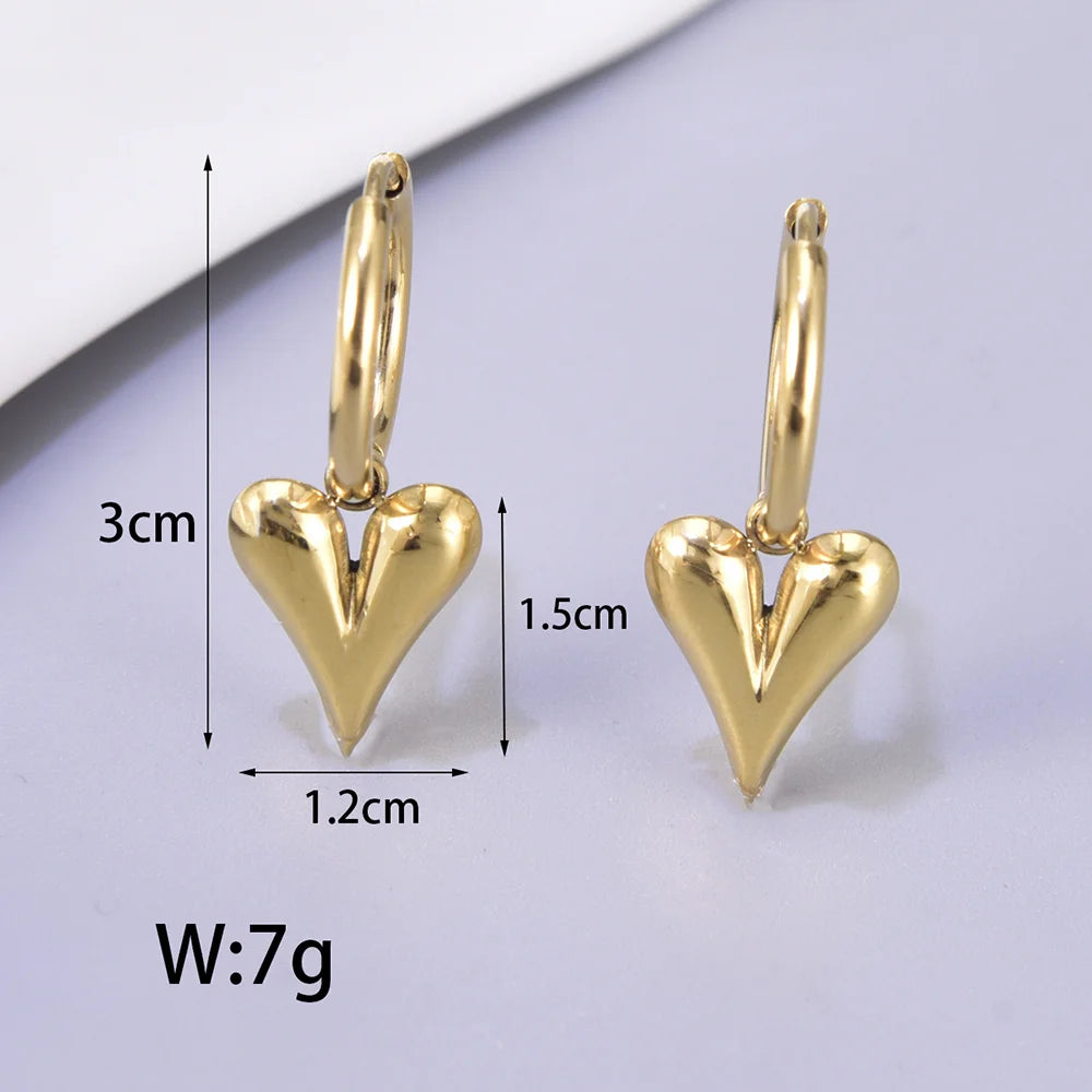 Nazakat Gold Heart Hoop Earrings – Stainless Steel Detachable Charm Earrings for Women