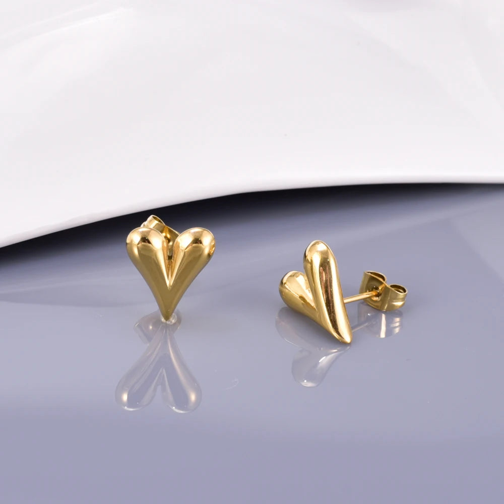 Nazakat Gold Heart Hoop Earrings – Stainless Steel Detachable Charm Earrings for Women